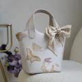 Niche Luxury Hand‑Embroidered Butterfly Bucket Bag, Limited‑Edition Bespoke Designer Handbag with Silk Bow