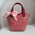Niche Luxury Limited‑Edition Bucket Bag,100% Mulberry Silk Auspicious Mandala Lucky Motif Designer Handbag for Good Fortune & Blessings